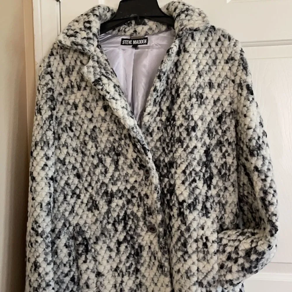 Steve Madden Black/White Coat size M - Picture 4 of 9